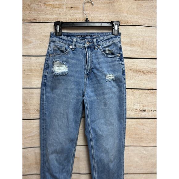 American Eagle Womens Mom Jeans Size 0 Regular Medium Wash Denim Straight - Picture 6 of 16
